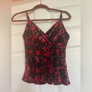Red and Black Floral Camisole